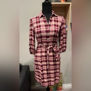 Loft‎ Pink Plaid Mini Dress